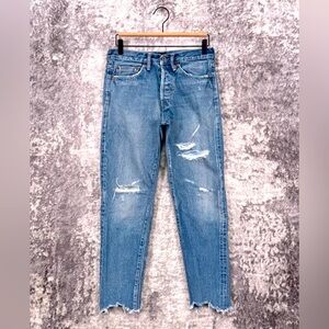 Chimala Jeans 25 Womens Selvedge Denim Cropped Distressed Chew Hem